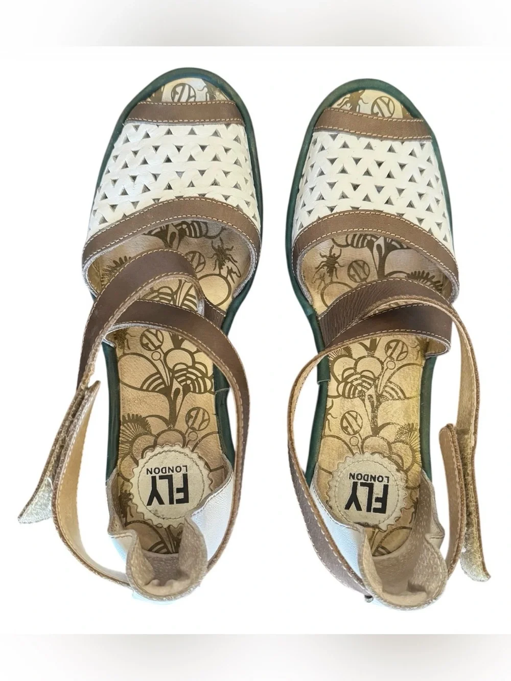 Fly London Size 38 (7.5-8US) Yumo Open Toe Sandal Perforated Comfortable Walking